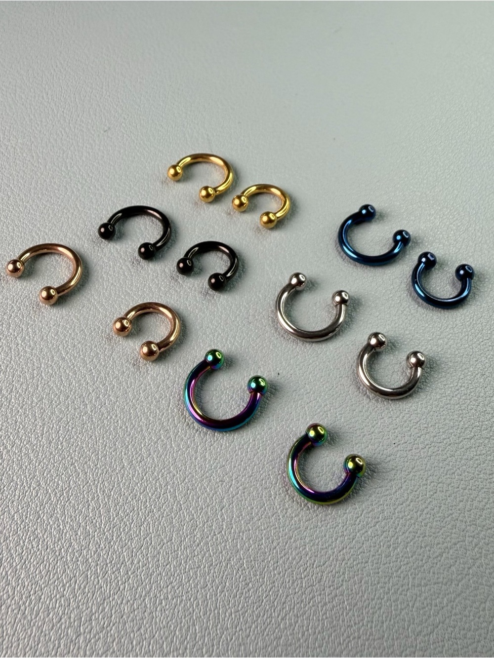 Multicolor horseshoe piercing rings- Assorted Metallic Colors
